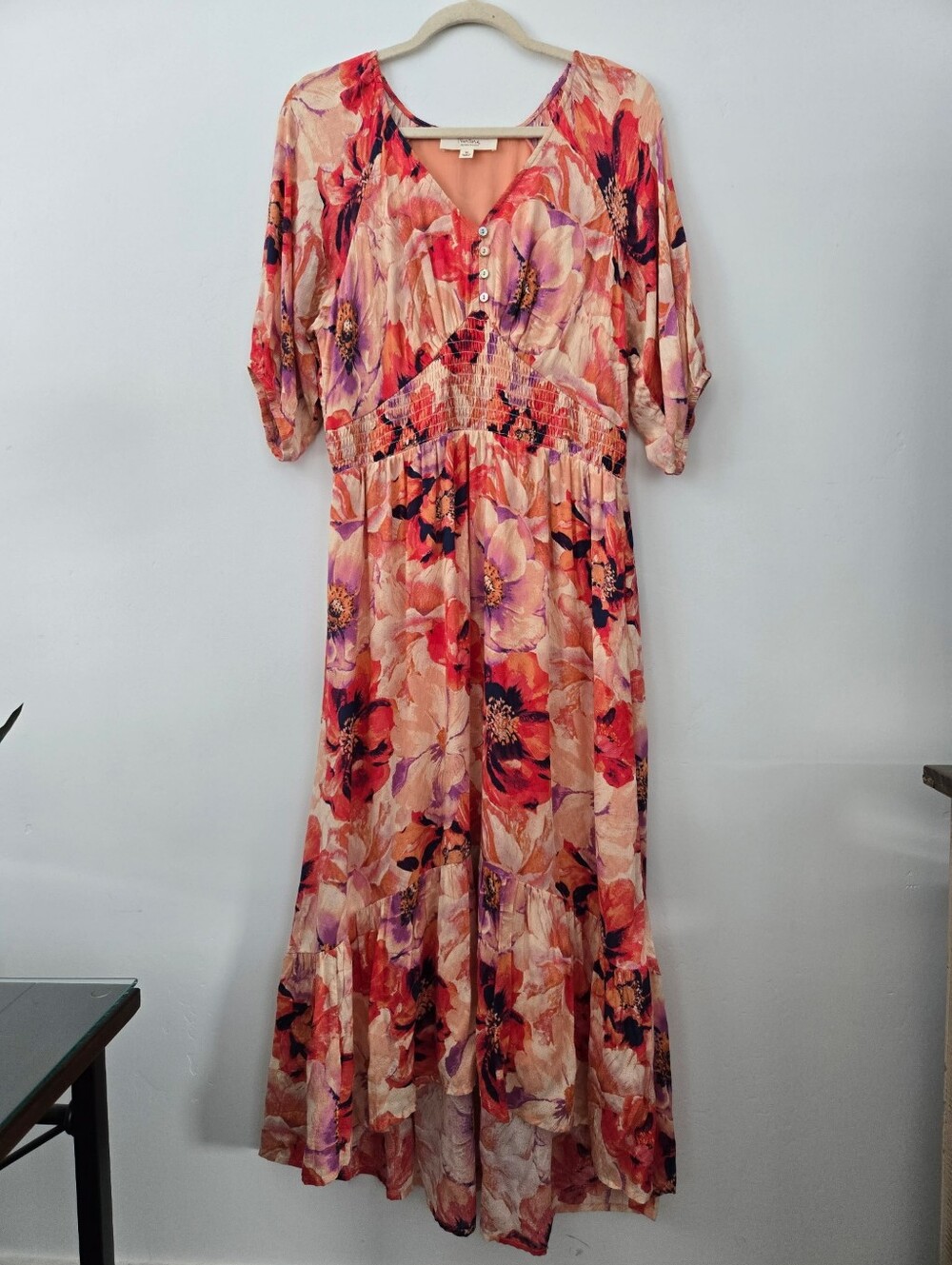 Nurture by Westbound  boho-chic botanical floral midi dress. Medium